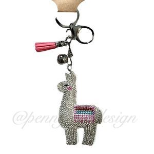 Rhinestone Llama Keychain